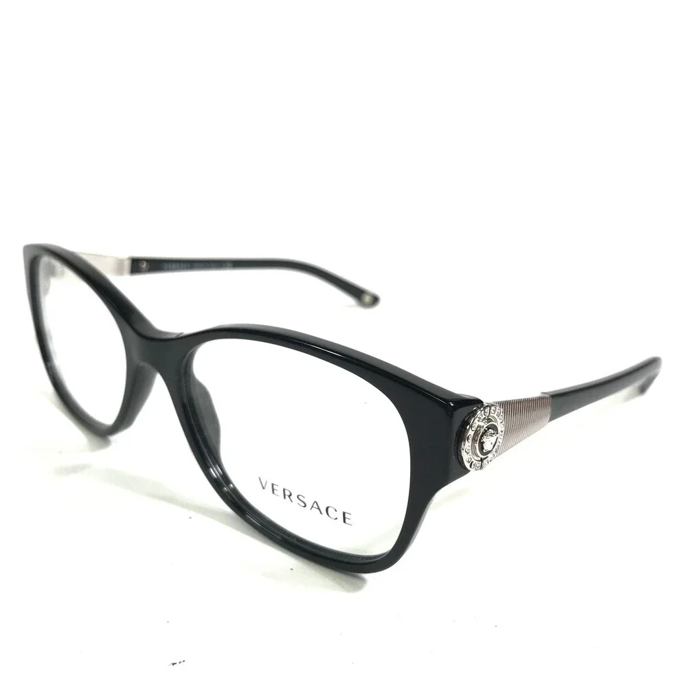 Versace MOD. 3168-B 5050 Eyeglasses Frame Black Silver Round Cat Eye 54-17-135